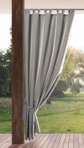 Eurofirany Garden Rideau Extérieur avec Onglet en Haut - 1 pc. Rideau Imperméable, Coupe-Vent, Fermeture Velcro, Rideau pour Pergola, Gazebo, Terrasse, Pavillon, 155x260 cm, Gris Clair
