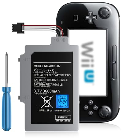 WUP-002 Ersatz Akku, [Upgraded] 3600mAh Hohe Kapazität Li-Ionen-Ersatzakku für Nintendo Wii U, ARR-002, WUP-010, WUP-002, AC1748, AC1612 Wii U Gamepad Controller Akkupack mit Toolkit