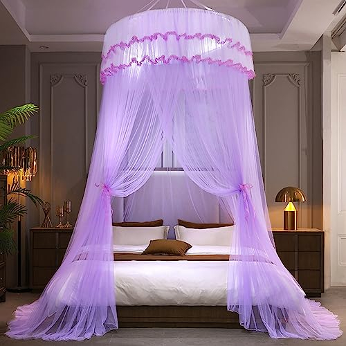 Walkervo Moskitonetz Für Bett Kinder Baldachin Betthimmel Für Kinder Dekoratives Prinzessin Zelt Moskitonetz Doppelbett Einzelbett Kinderzimmer Hängevorhang Und Leseecke, Purple