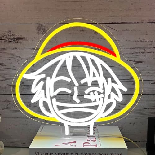 PILOYINDE One Piece-Luffy Neon Schild Anime Luffy Leuchtreklame für Wanddekoration One Piece Led Schild für One Piece-Fans Schlafzimmerdekoration Weihnachtsgeschenke Männergeschenke