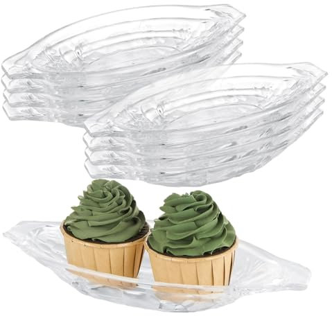 CYEAH 10 Pcs Acrylic Banana Split Bowls, 6 oz Ice Cream Sundae Dish, Clear Dessert Dishes, Stackable Acrylic Serving Dish Plates for Banana Split, Ice Cream, Fruits, Yogurt, Brownies, Snack