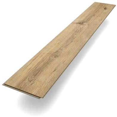 Laminat Basic Eiche Jurasteig | Braun Holzoptik Rustikal | Klicklaminat einfach zu verlegen | 1292 x 193 x 7 mm | Paket mit 2,5 m² | Fußbodenheizung geeignet | Nachhaltig | Bodenglück