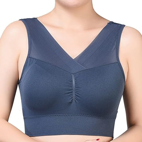Generico Reggiseno con Ferretto Imbottito Seno in Silicone Reggiseni Senza Cuciture per Le Donne Che dormono per Tempo Libero Sport Reggiseno per Yoga Reggiseno Fascia Imbottito Reggiseno (Navy, L)