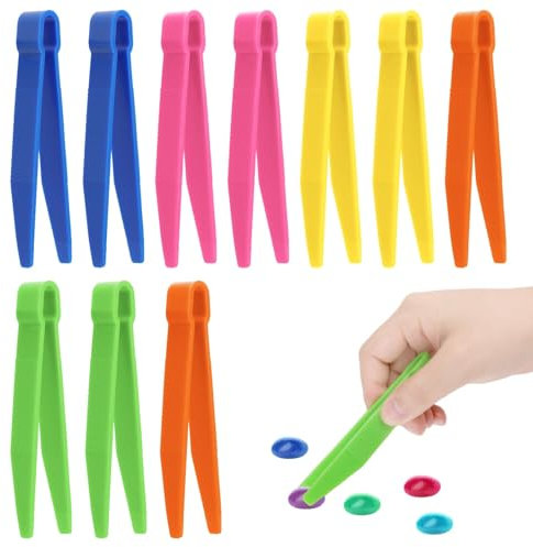 Raykce Lot de 10 pinces à épiler Montessori - Plastique léger, coloré, pour capacité motrice et sensorielle