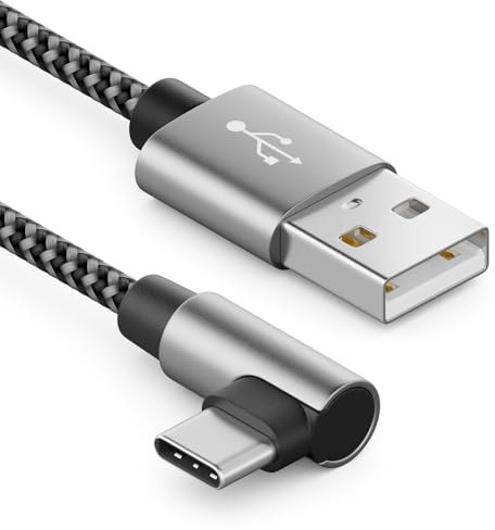 deleyCON 0,5m Câble USB A vers USB C - C Mâle 90° Coudé - Câble de Charge Court 50cm A vers C pour iPhone 15 16 Pro Max Samsung S25 S24 S23 Pixel iPad Pro MacBook Air Tablets Switch PS5