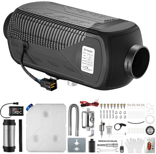 Chauffage diesel 2KW/5KW/8KW 12V-24V Chauffage à air diesel portable avec silencieux, télécommande, moniteur LCD, chauffage rapide, dégivrage, désembuage pour camping-cars, camions, camping-cars, b