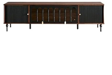 Banc TV Meuble TV de Rangement cloisonné de Grande capacité, Meuble de Rangement for Salon, Noir avec Pieds de Support porteurs Meuble TV