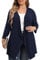 TIANZHU Elegant Plus Size Cardigan Women Lightweight Open Front 3/4 Sleeve Duster 2XL Navy Blue