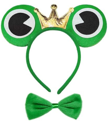 AKSXU Frosch haarreif, Crazy Froschkönig Haarreifen mit Fliege für Frosch Kostüm, Froschkönig Kopfschmuck für Karneval Kostümparty,Halloween,Fasching Kopfschmuck für Damen Mädchen Kinder ﻿