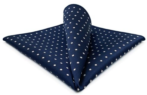S&W SHLAX&WING Marineblau Weiße Punkte Einstecktuch für Herren Business Formal Gewebt