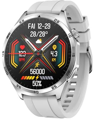 Marsyu 2025 Neu Smartwatch Herren mit EKG/ΒΙυtｚυcker/Harnsäure/BMI Rund 1,43 AMOLED Fitness Gesundheitsuhr mit 24/7 Herzfrequenz Blυtdrυck SPO2,Schlaf/Apnoe-Monitor Bluetooth-Anrufe(Silber)
