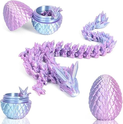 TEOXQPBJ 3D Gedruckter Dracheim Ei Ostern Geheimnisvolle Drachen Spielzeug Realistische Realistische Beweglicher Drachen Figuren Flexible Gelenke Heimdekoration Schreibtischspielzeug verträumtes Blau