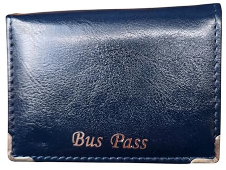 TheGloveHut Funda tipo cartera para tarjetas de viaje para autobús o pases, monedero, Navy, Tarjetero de piel