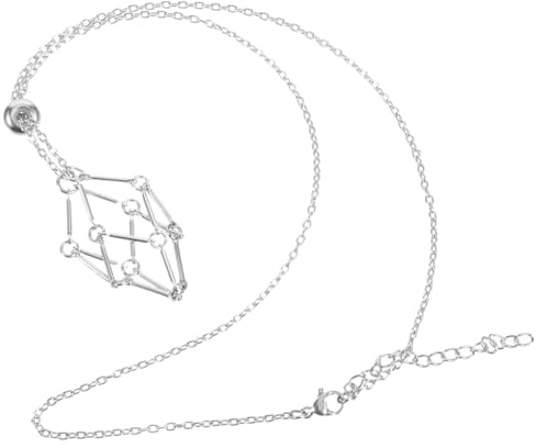 MOKKHNB Crystal Cage Necklace Holder Empty Stone Holder Pendant Crystal Cage for Diy Jewellery Making Necklace Cord Accessory for Beads Balls Gifts and Everyday Wear