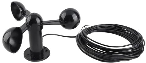 Wind Direction Indicator, 3-Cup Wind-Speed Sensor Anemometer Cover, Anemometer Sensor Wind Speeds Cup with 8M Water Resistants Cable 4cm Mounting Hole Anti Interference