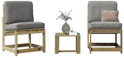 QZZCED 3-TLG. Garten-Lounge-Set Kiefernholz Imprägniert Freizeitstühle Balkonstühle für Terrassen