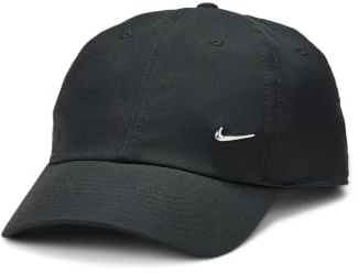 Nike Dri-FIT Club Unstructured Metal Swoosh Cap, Black/Metallic Silver, 1SIZE