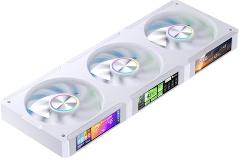 JONSBO ZC-360W - Ventilador de PC de pantalla de 3.38 x 3, software magnético de control de pantalla LCD de 3.38 pulgadas, ventilador de enlace integrado, personaliza patrones de visualización, datos