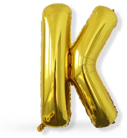 FUNXGO XXL Folienballon Buchstabe K Gold Glänzend ca. 100cm - Riesen Alphabet Ballon - Helium oder Luftfüllung - Ideal für Geburtstag, Hochzeit, Jubiläum, Party Deko & JGA - Ballon K Gold