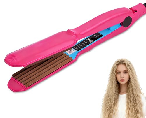 Weciau Kreppeisen für die Haare, Crepe Eisen Haare mit 5 Temperaturstufen 140-220°C, Kreppeisen Fein Keramik für Zick-Zack Wellen & Volumen, Glätteisen Haarglätter, für Feines & Dickes Haar