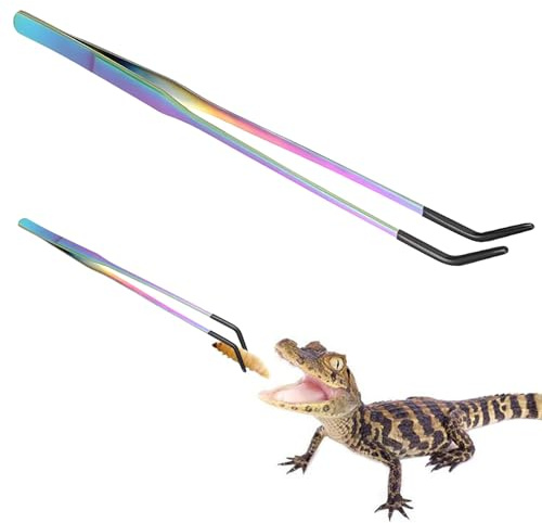 Futterzange - Gerade gebogener Edelstahl, Fütterungszange mit Silikonspitzen, rutschfeste Werkzeuge für Reptilien für Eidechsen, Schlangen, Spinnen, Aquarien | Zubehör