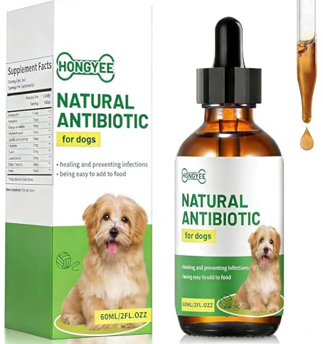 Dog Antibiotics Gouttes Antibiotiques pour Chiens, complément nutritionnel diététique en Gouttes pour Chiens, supplément nutritionnel Naturel à Base de Plantes, adapté aux Chien de Tous âges (60ml)