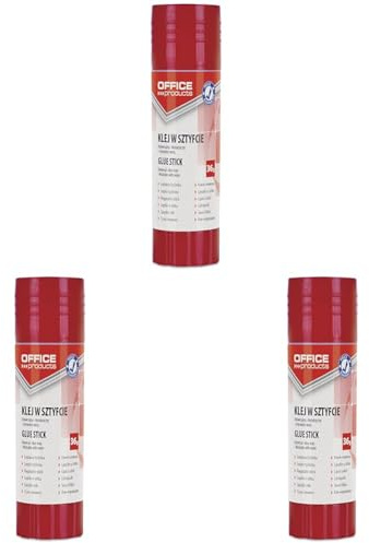 OFFICER PRODUCTS PRODUCTS Original Klebestift 36 g Weiss/Kinderfreundlicher Kleber für Kunst und Bastelarbeiten/PVA/ohne Lösungsmittel Wasserlöslich/für Schule Bürobedarf, 36g (Packung mit 3)