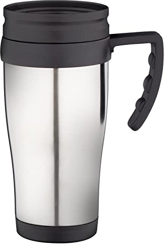 Travel Mug with Handle & Lid 400ml, Leakproof Vacuum Insulated Thermal Coffee Cup, Stainless Steel Flask for Hot & Cold Drinks, Reusable Portable Mug for Office, Car & Travel