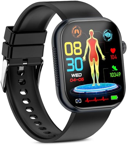 OIKKEI 2026 Neu Smartwatch Herren Damen mit EKG/HRV/BMI, 1,9 AMOLED Gesundheitsuhr mit Telefonfunktion SOS-Notruf IP68 wasserdichte Uhr Kompatibel Android iOS, Schwarz