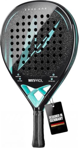 WINPADL Racchetta da padel Zone One in fibra di carbonio - telaio 100% carbonio, nucleo Soft EVA, 365 g, forma a goccia, superficie ruvida - Per uomo e donna