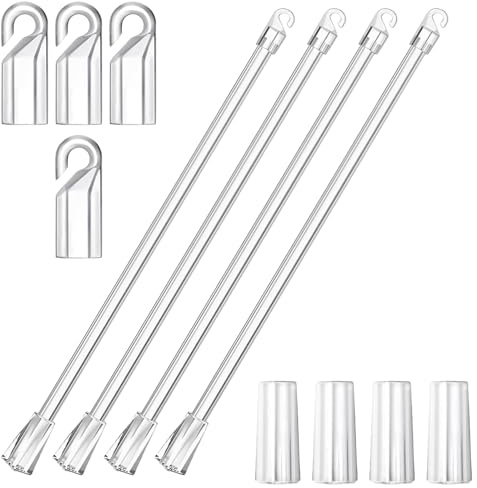 4 Pack 17 Inch Blinds Wand Replacement, Blind Tilt Wand with Hooks and Handles Universal Vertical Blinds Tilt Wand for Cordless Blinds Roller Blinds Curtain Pull Rods