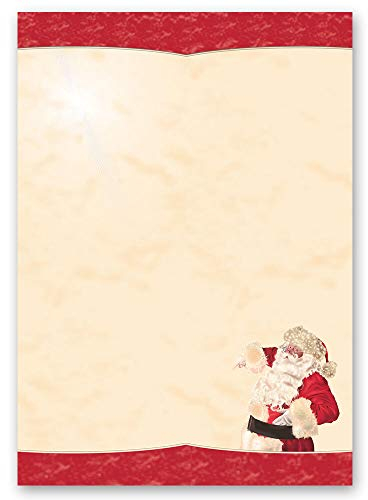 20 Blatt Briefpapier Weihnachten WEIHNACHTSMANN - DIN A4 Format - Paper-Media