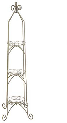 Panacea Scroll Top 3-Tier Plant Stand, Antique Willow Green,86735