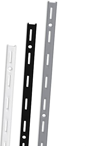 ib style - 2X Wandschiene Single | Einreihiges System mit 50 mm Raster | 5 Abmessungen | Länge 1,5 m SILBERMATT | Wandleiste aus Stahl für Regalsysteme