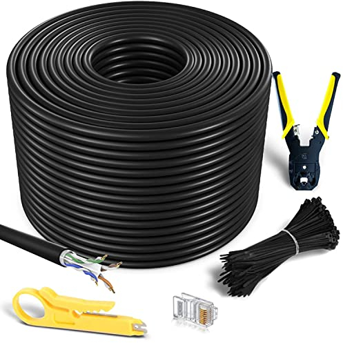 MutecPower cables CAT6 impermeables para exteriores de 200 m - CCA - Cable de red ethernet para soterramiento directo - 250 MHz - 200 metros