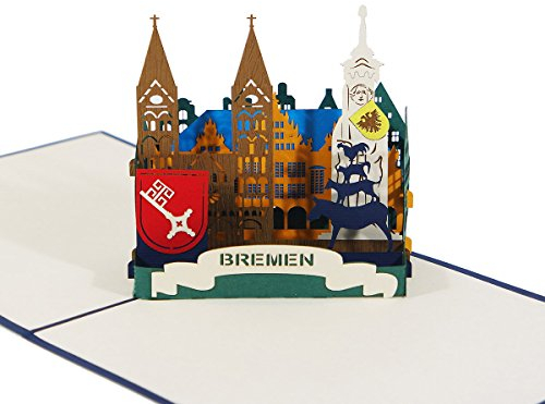 Bremen Skyline - 3D Karte/Pop-Up Karte/Grußkarte zum Aufklappen
