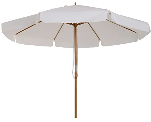 Outsunny – Sombrilla vertical redondo grande tamaño de jardín diámetro 3,25 x 2,5H M madera de bambú crema 40