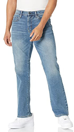 Amazon Essentials Jean Bootcut à Coupe Droite Homme, Délavé Clair, 30W / 32L
