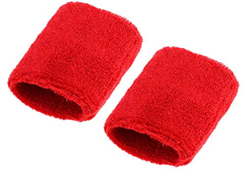 SM SunniMix 2pcs Bracelet/Bandeau pour Tennis et Autres Sports,Serre-Poignets, Rouge, 8 x 7cm