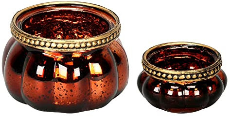 NETPROSHOP Teelichthalter Orientalisch Windlicht aus Glas mit Metalldekor, Farbe:Braun, Auswahl:5.5 cm