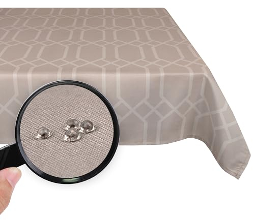 Valia Home Tischdecke mit Teflonbeschichtung für Innen- & Außenbereich anwendbar Wasser & Schmutzabweisend Dank verlässlichem Lotuseffekt - 140 x 240 cm beige