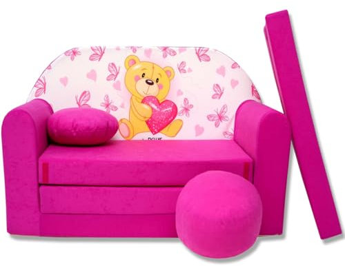 millybo Kindersofa Kinder Couch mit Schlaffunktion ausklappbar 3in1 Kinder Sofa Spielsofa mit Bettfunktion Mädchen Jungen Sitzsack Minisofa Schlafsofa Kinderzimmer Schlafsessel (H3)