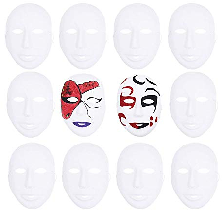 Ritte 12 Stück Weiße Maske, Freie Design Maske, Weiße Vollgesichtsmaske Papier Für Dance Cosplay Party, Einfache Maskerade, DIY Dekoration, Handgemalte Maske(Weiblich Stil)