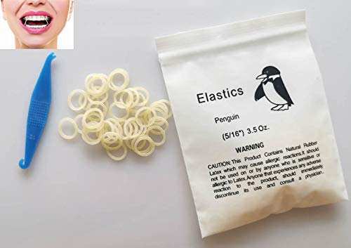 100 Pcs DentalSmile Amber Elastic Latex Braces 3.5oz 5/16 Dental Rubber Bands Medium Orthodontic Latex Bands Dentist Great for Dreadlocks, Braids, Top Knots Free Elastics Placer