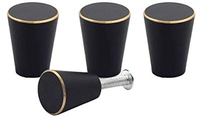 TentHome Vintage Möbelknäufe Schubladenknopf Möbelgriff Antik Schrankknöpfe Messing Kommoden Knöpfe Klassisch Schwarz 4er-Pack Schwarz mit Gold-Rand