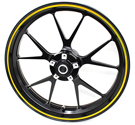 Felgenrandaufkleber Felgenrand Stripes Breite 7mm Chrom Hologramm mit Montagetool 16 17 18 19 Zoll für Auto Motorrad Felgen Aufkleber (Chrom Gold)
