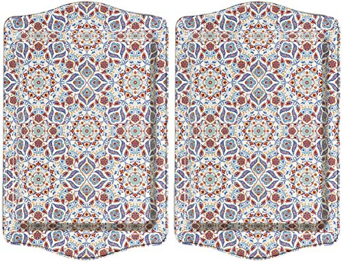 BOHORIA® Premium Design Serviertablett - Dekorative Servierplatten für Glas, Tassen, Schälchen auf ihrem Holz-, Glas- oder Stein-Esstisch (Marrakech 2er Set)
