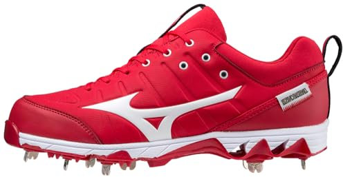 Mizuno 320630.1000.14.1050 9-Spike Herren Metall Baseball Cleat 10 1/2, Rot-Weiß, 44 EU