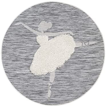 Primaflor Kinderteppich in 3D Optik für Jungen und Mädchen - Ballerina Rund - 135 cm - Oeko-TEX Zertifiziert - Weicher Teppich fürs Baby- & Kinderzimmer - Hochwertiger Spielteppich