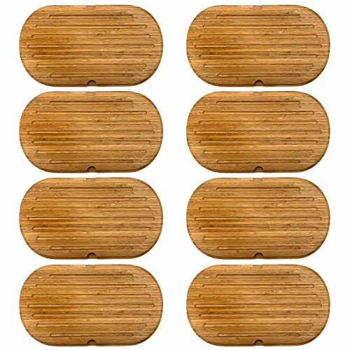 8x Brotschneidebrett mit Krümelrillen aus Bambus 37 x 21 cm Schneidebrett Küchenbrett Holz Schneide Brett Servierbrett Brettchen